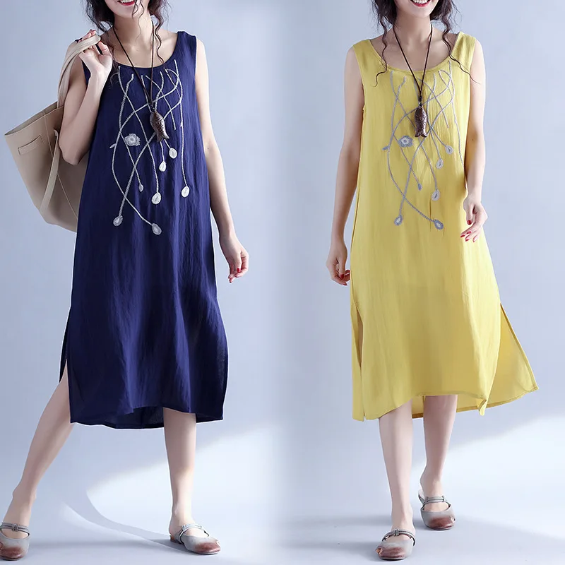 linen maxi shift dress