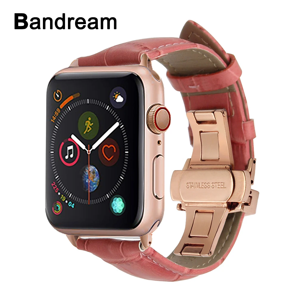 Женский и мужской ремешок из натуральной кожи для iWatch Apple Watch Series 5 4 3 2 1 44 мм 42 40 38