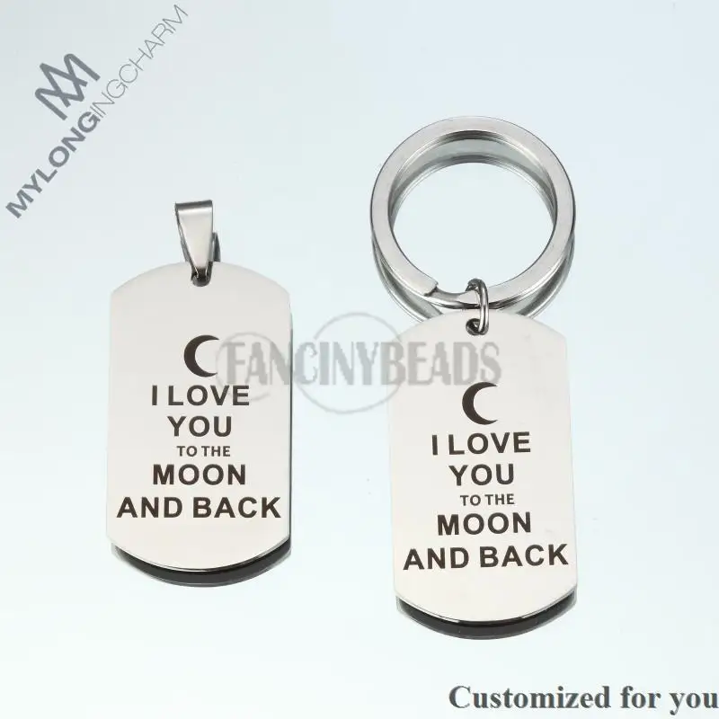 Брелок из нержавеющей стали 304-1 шт. персональный брелок-I love you to moon and back-подарок на