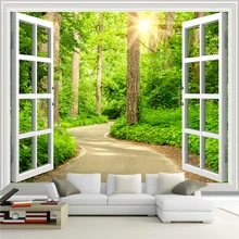 Пользовательские фото обои HD зеленый свежий путь солнце лес природа пейзаж 3D настенная роспись Гостиная ТВ диван фон обои