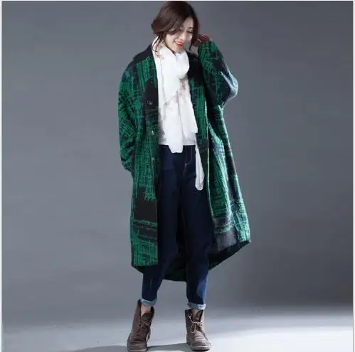 Homme Laine Style 2018 Dépouillé Manteaux Long Manteau Nouveau Femmes D'hiver Lâche Casual Veste Vert Cachemire Pardessus Mode De qgwOzBxf