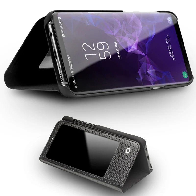 

QIALINO Genuine Leather Flip Case for Samsung Galaxy S9 Plus Luxury Pure Handmade Phone Cover for Samsung S9 5.8/6.2 inches