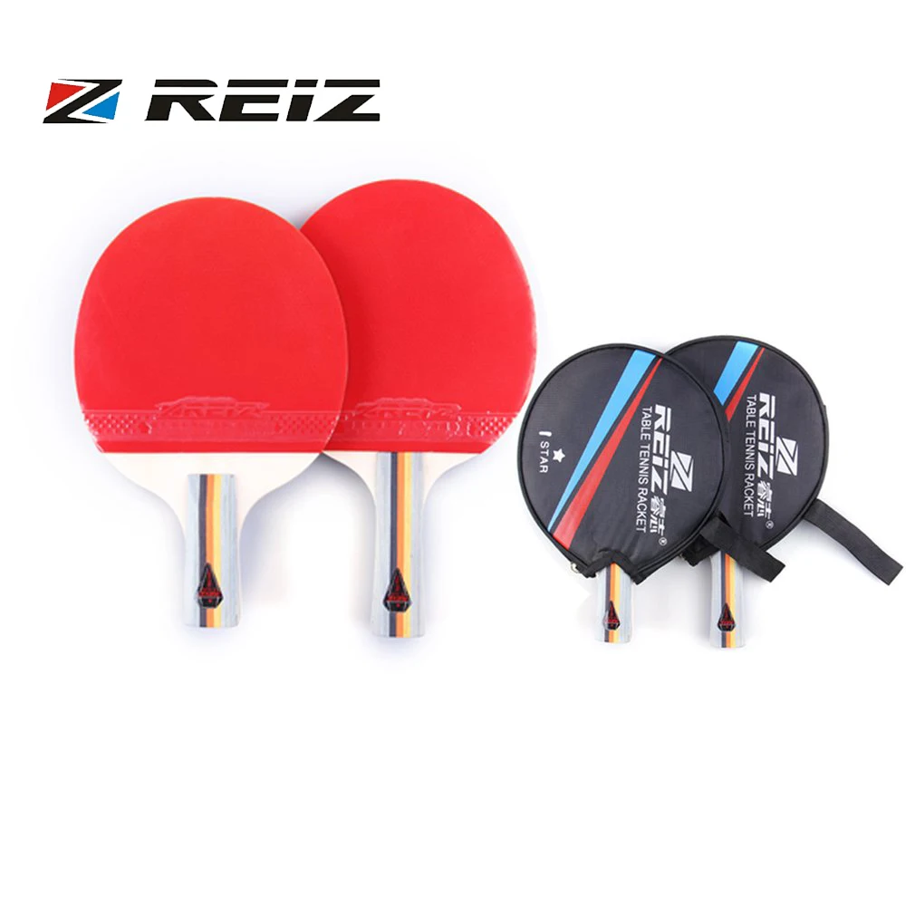 

REIZ 1 Star Table Tennis Racket Ping Pong Paddle Short Or Long Handle Training Table Tennis Racket With Case