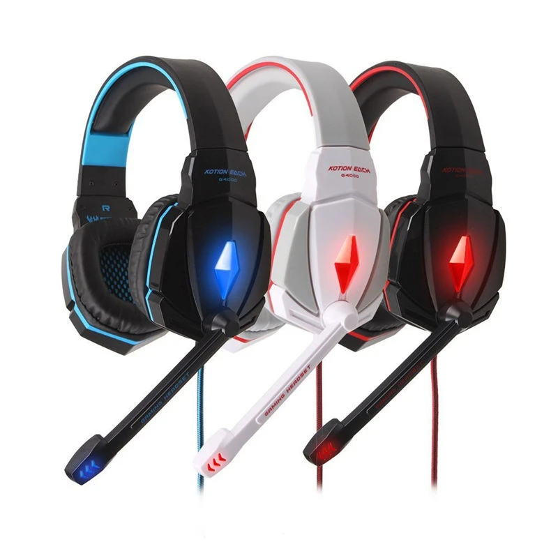Goede KOTION ELKE G4000 Pro Gaming Headset Hoofdtelefoon Microfoon LED Light Stereo Surround Hoofdband voor computer pc