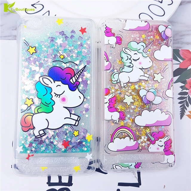 Cheap Redmi 4A Case KL-Boutiques Unicorn Liquid Case for Xiaomi Redmi 4A Soft Glitter Dynamic Xiaomi Redmi 4A Cover Protective Shell