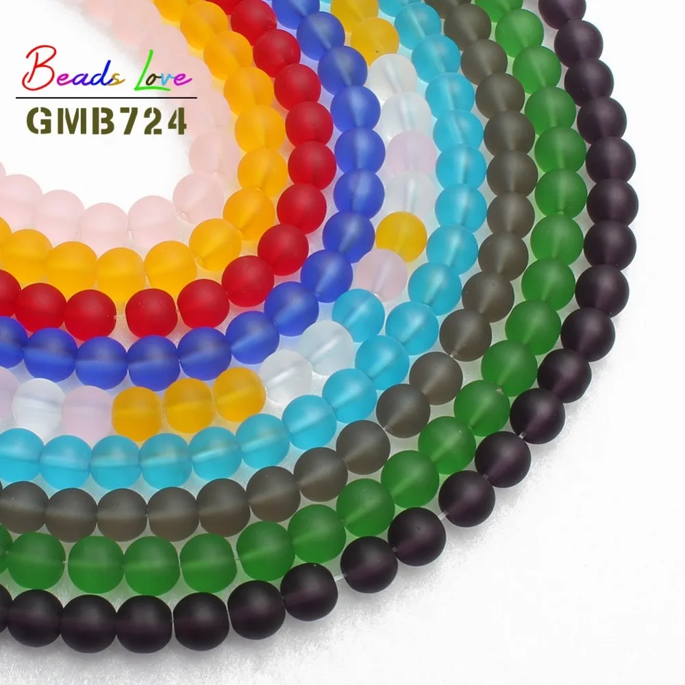 

8MM Multicolor Dull Polish Matte Glass Beads Frosted Round Beads For Jewelry Making Diy Bracelet Necklace Jewellery 15''