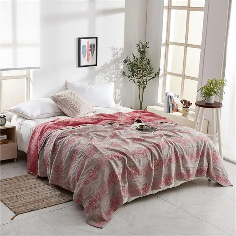 200*230cm 3 layers Muslin Lightweight Summer Blanket for Bed Sofa Combed Cotton Quick Dry Throw Blankets Bed Coverlet sheet - Цвет: 200x230cm