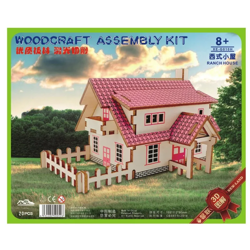 

New 3D Children Learning Hobbies Brain Teaser Puzzle Toys Mini Cartoon Western Cabin Model Creative Game Wooden Puzzle Toys Gift