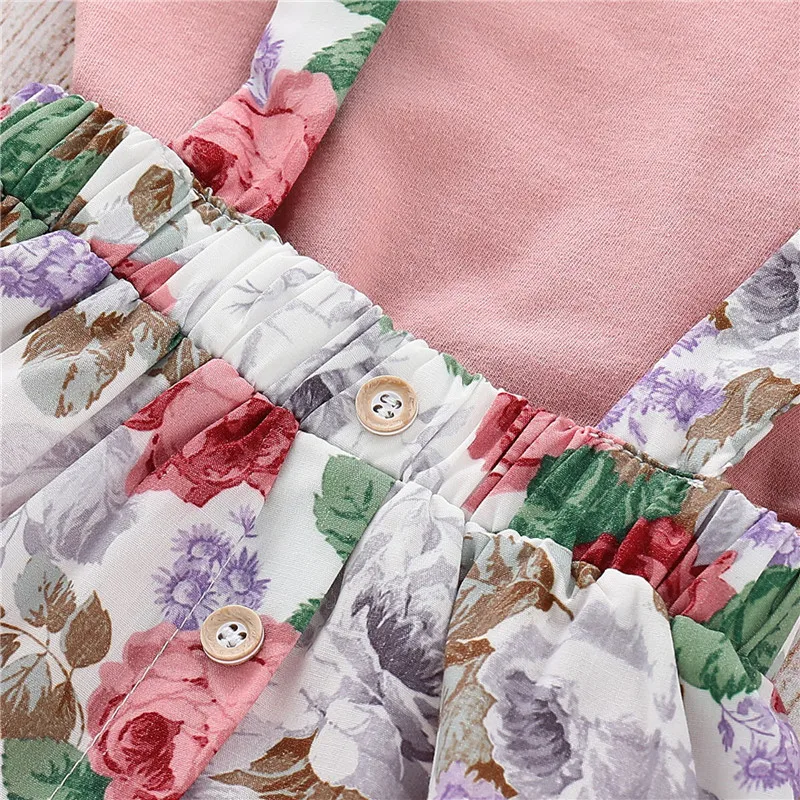 3pcs Baby Girl Clothes Set Flower Dress Sling Skirt Short Sleeve Bodysuit Bow Headband O-neck 6-18m Summer Baby Clothing