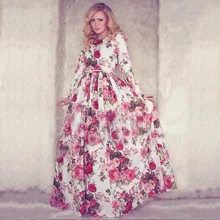 New Autumn Women Maxi font b Dress b font Long Sleeve O neck Red Vintage Flower