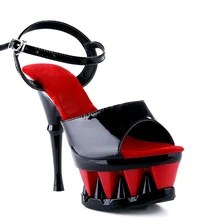 Обувь; женские босоножки; цвет красный, черный; Высокий Каблук 15 см; Fenty Beauty; женская летняя обувь на платформе; модная женская обувь для стриптиза; большой размер 43