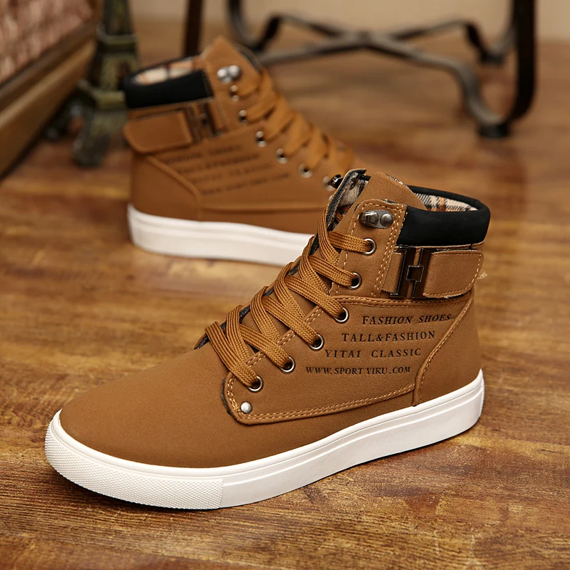 Hot Men Boots Fashion Warm Winter Men shoes Autumn Leather Footwear For Man New High Top Canvas Casual Shoes Men