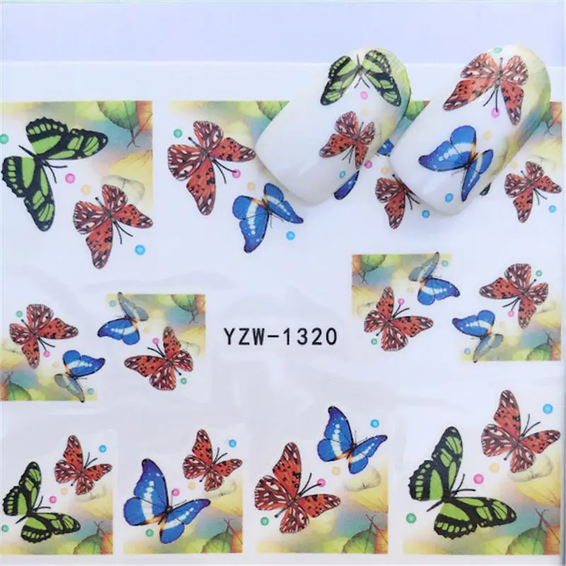 LCJ 1 лист Бабочка/перо/цветок водная наклейка для ногтей переводная наклейка для DIY маникюрные украшения - Цвет: YZW-1320