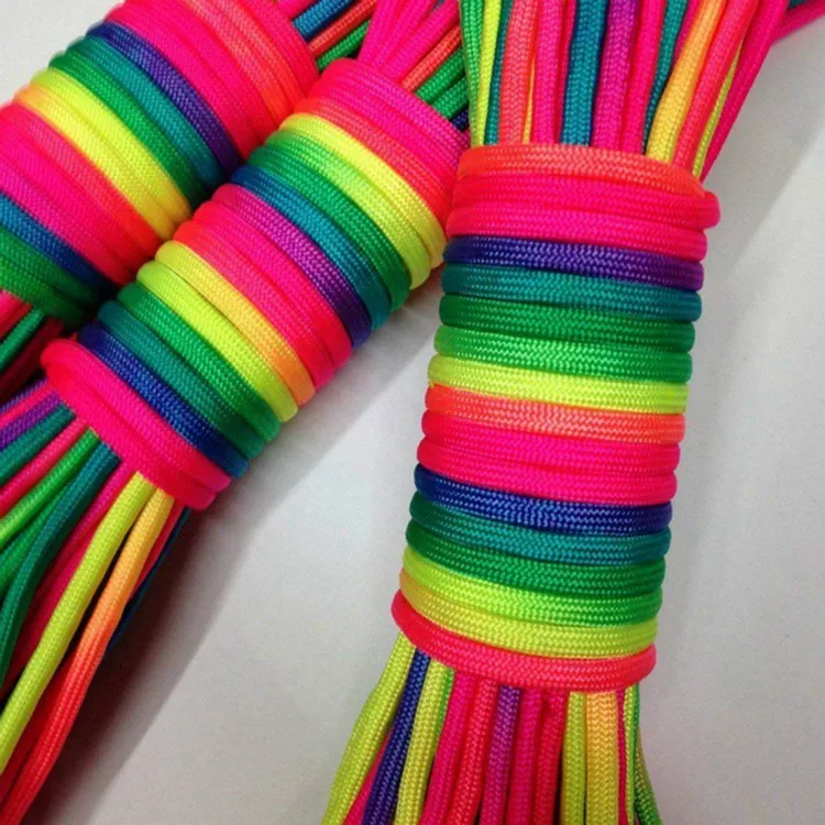 

Nylon Rainbow Paracord 550 Parachute Cord Lanyard 7Strand Camping Paracorde Bracelet Rope Climbing Camping