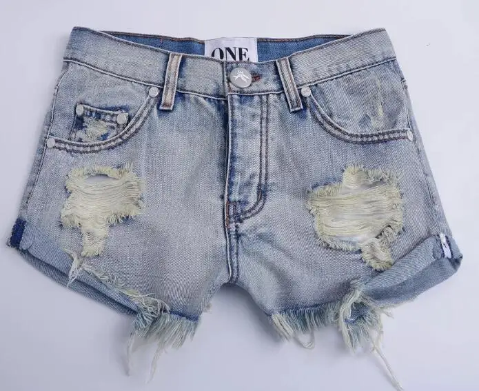 Высококачественные denimpants 2018 Новый Европа и США Последняя Мода низкой талией отверстие свернувшись нижняя хип Потертая джинсовая ткань