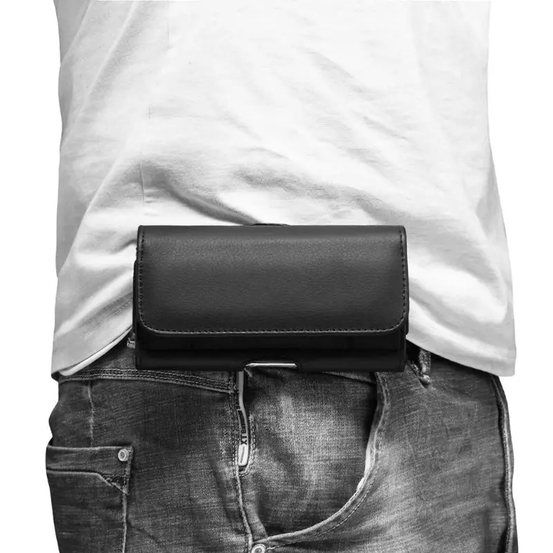 Искусственная кожа горизонтальный поясной зажим для ремня сумка для телефона для мужчин все телефон Универсальный поясной карман для бега