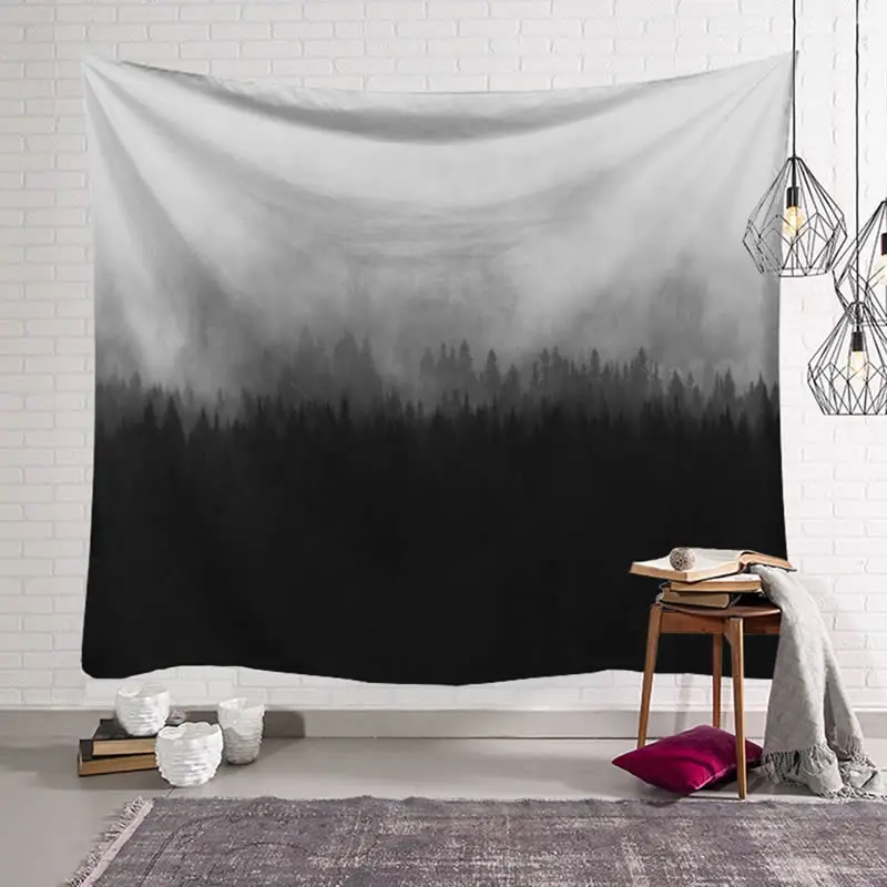 Misty Forest Wall Tapestry Home Decorations Mandala bohemian Decorative Hippie tapestry Natural Scenery Living Room Decor | Дом и сад