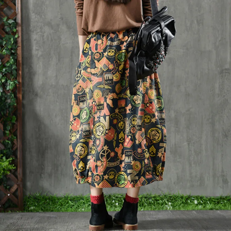 Женские джинсовые юбки в стиле Харадзюку с цветочным рисунком, эластичная резинка на талии, весна-осень, Высококачественная винтажная Хлопковая женская джинсовая юбка