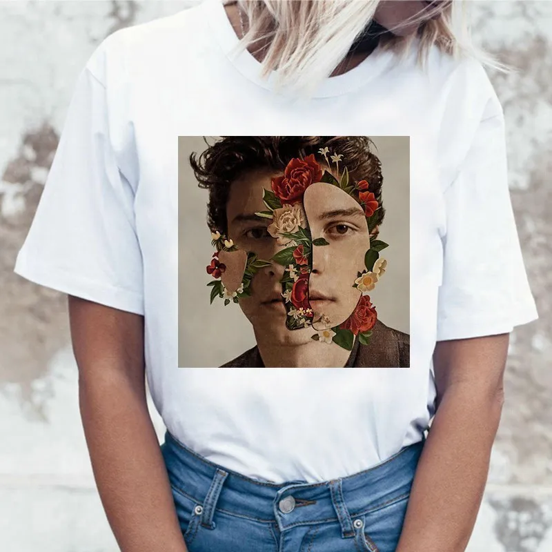 Женская уличная футболка Shawn Mendes с коротким рукавом размера плюс графикой летняя