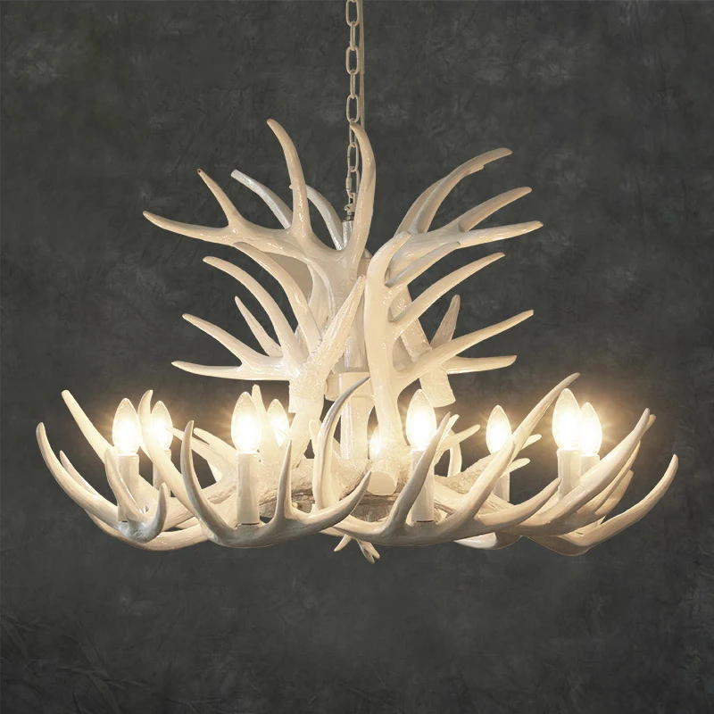 Рога смолы жизни люстра лампа современный LED рога спальня Lustre люстры E14 винтажные