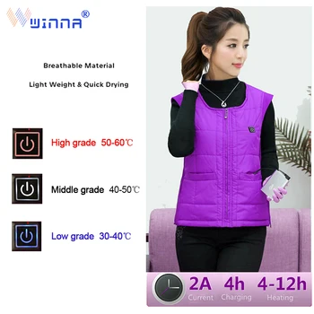 

2019 New Women USB Heated Vest Winter Outdoor Jacket Electric Heating Vest Thermal Waistcoat Clothing For Sports Hiking Climbing