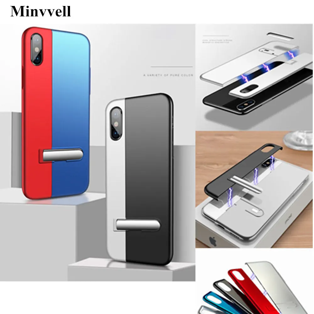 

Magnetic Adsorption Matte PC Kickstand Back Case Cover For iPhone X XS MAX 7 8 Plus 6S Fashion Case for iPhone 8 8Plus 6 6S Plus