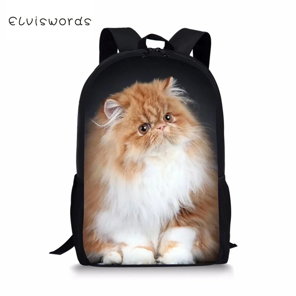 

ELVISWORDS Kids Backpack Persian Cats Print Children's School Bag Cute Animal Toddler School Bags Fashion Women Travel Backpacks