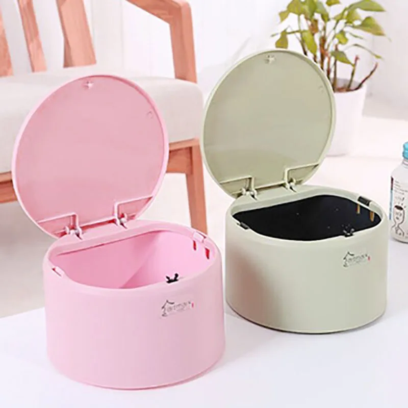 

Mini Double-layer Waste Bins Multi-function Desktop Pressure Capped Trash box Can Kitchen Office Garbage Storage Bucket 1piece