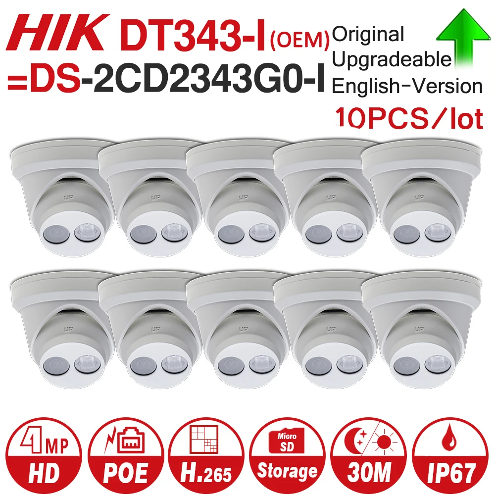

Pre-sale Hikvision OEM IP Camera DT343-I(OEM DS-2CD2343G0-I) 4MP Network CCTV Camera H.265 CCTV POE WDR SD Card Slot 10pcs/lot