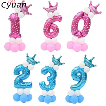 

Cyuan 14Pcs Girl Boy Number Balloons Kits Happy Birthday Balloon Birthday Party Decoration Kids Number Digit Foil Party Ballons