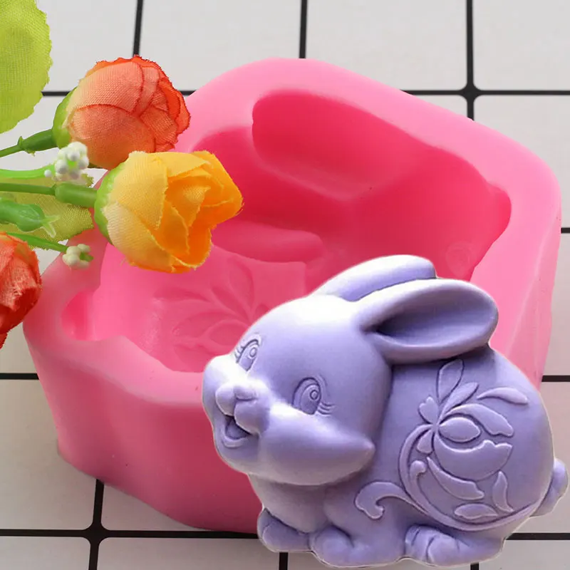 Rabbit Silicone Soap Mold DIY Carft 3D Soap Molds in Cake Molds from