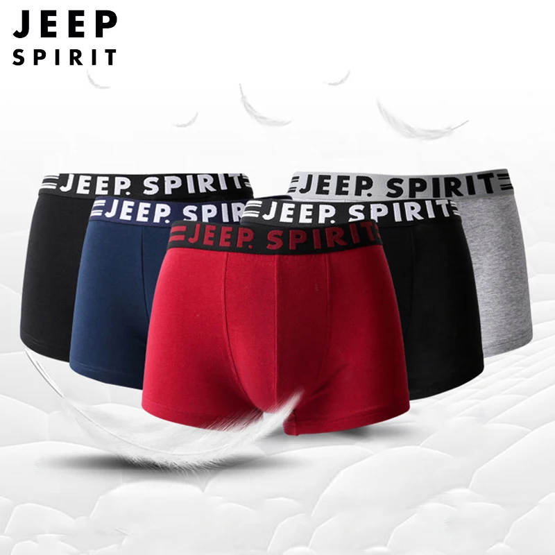 

4 pcs/lot JEEP SPIRIT Boxer Men's Underwear Male Boxer Shorts Print Logo Cotton Breathable Boxer para hombre cueca masculina