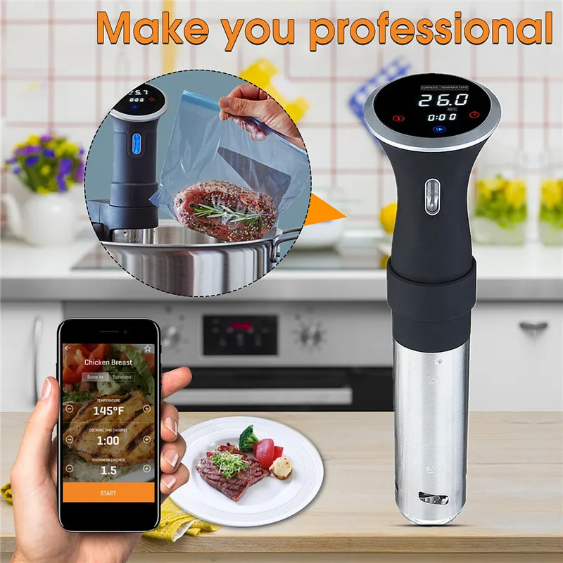

Sous Vide Precision Cooker Black 1000W 110-120V US/210-240V EU Digital LCD Touch Screen Stainless Steel Sous-Vide Style Timing