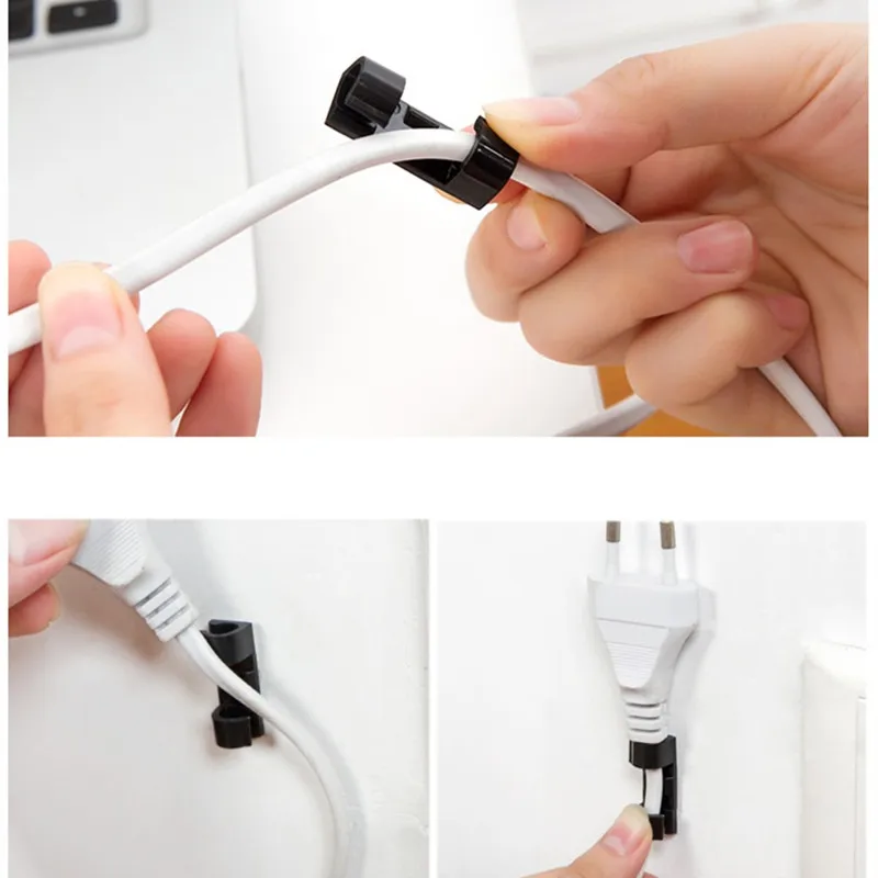 

20pcs/lot Wire Fixing Clamp Clip Desktop Wire Clear Up Clips Holder Clamps Cable Clip Device Cord Clips Holder Organiser