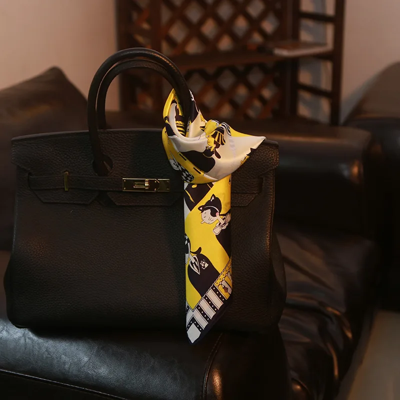 Высокое качество Ананас принцесса Шелковый шарф офис площадь желтый черный цифровой печати Шелковый шарф