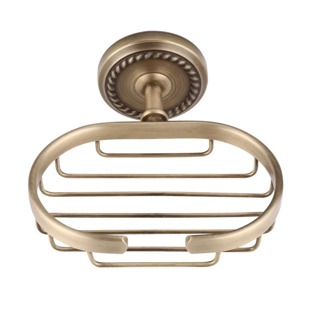 

Vintage style wall hanging bath shower shelf solid brass soap basket rack