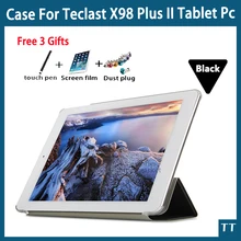 Para teclast x98 plus ii case, plus 2 de la pu case cubierta protectora de cuero para teclast x98 x98 plus ii 9.7 “tablet pc + free 3 regalos