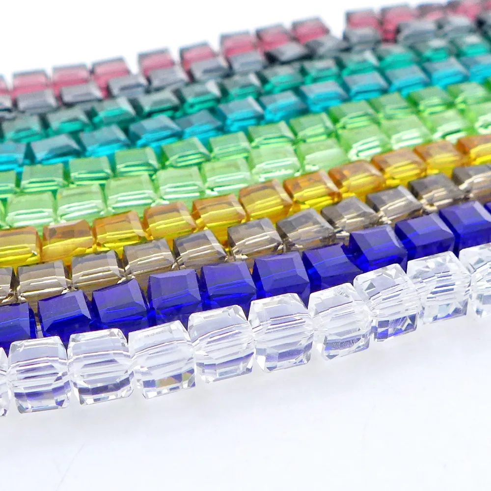 wholesale 4/6/8mm 5600 cube/square crystal glass beads top quality