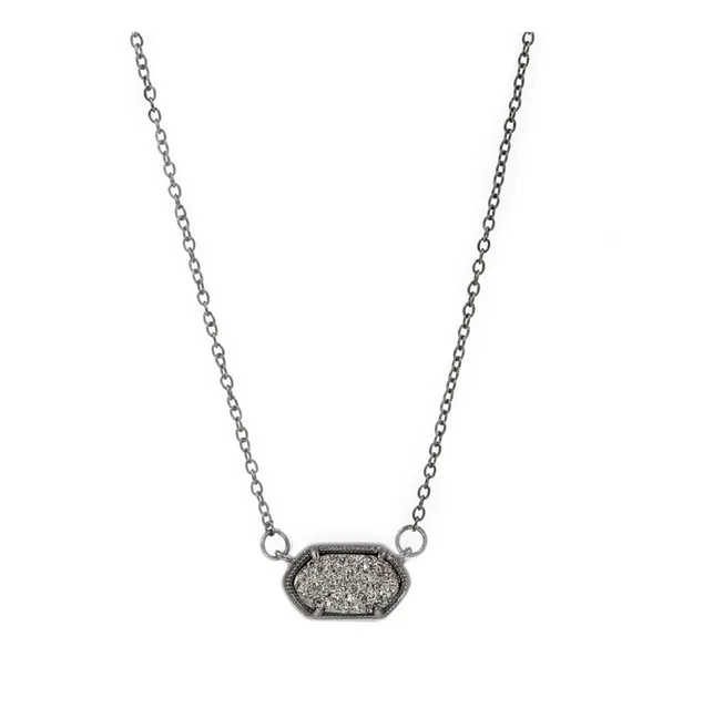 Новое маленькое овальное ожерелье с подвеской Druzy, лучшее качество, золотой цвет, блестящий кулон, ожерелье, женский подарок, модное ювелирное изделие - Окраска металла: Black Gray Necklace