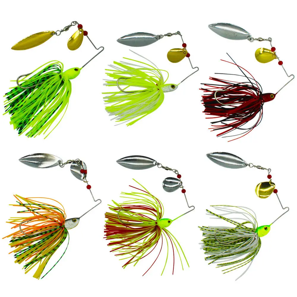 

Hyaena 6Pcs Hard Fishing Spinners Metal Spinnerbait Jig Lure Pike Spoon Buzzbait Swimbaits Bass Pesca Tackle