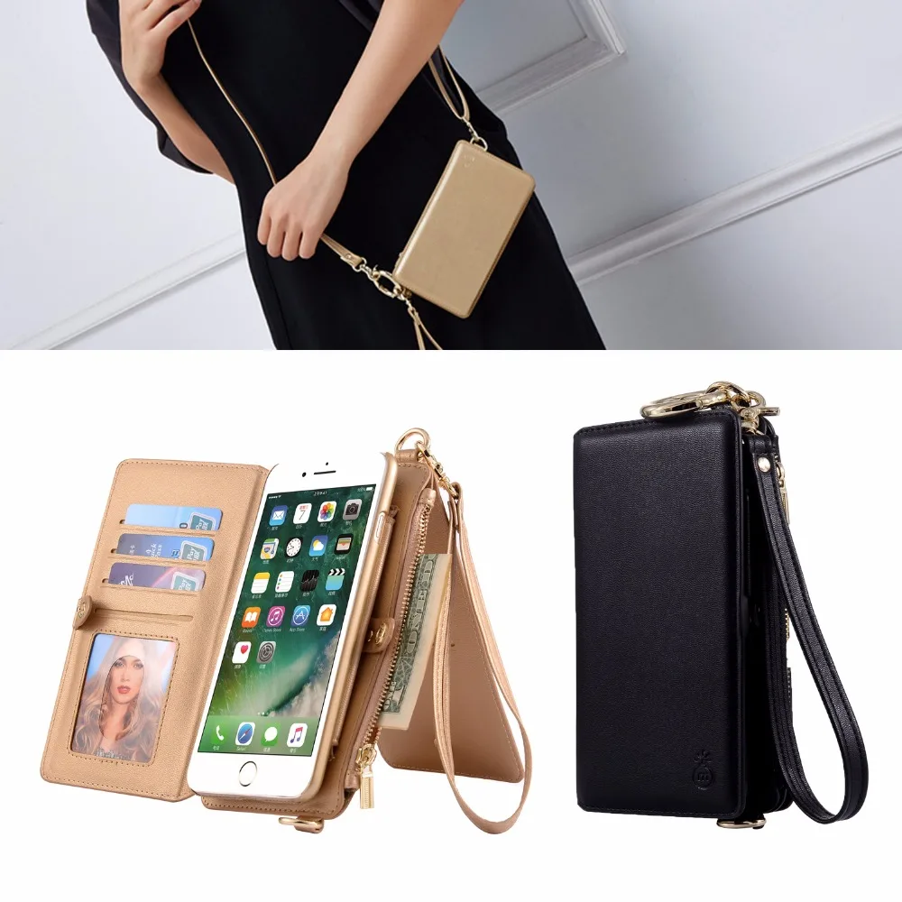 

Cases Cover For iPhone X XS Brand Luxury leather wallet case for iPhone 6 6s plus 7 8 plus Girls phone bag coque capa Phone Bag