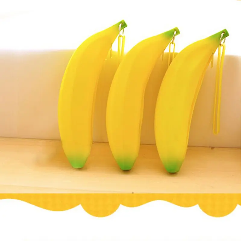 1Pc NEW Portable Silicone Banana coin Pencil Case Wallet bag purse bag key Keychain Cosmetic Jewelry Gifts Waterproof 