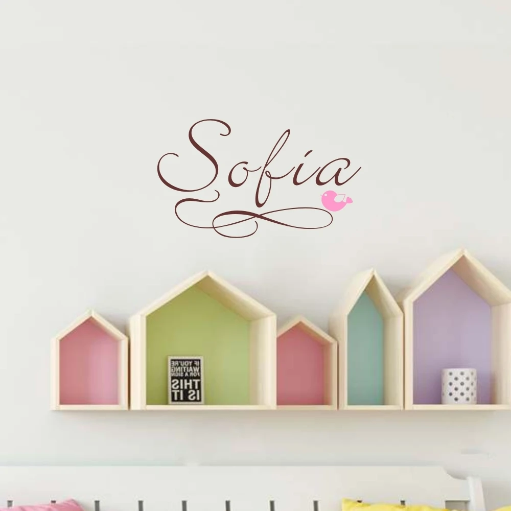 

Custom Girls Name Decal with Bird Personalized Childrens Wall Sticker Nursery Decor