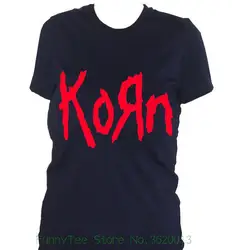 Для женщин футболка Fm10 Для женщин футболка женская Korn Группа Музыка Nu металла идея подарка музыка личности Для женщин футболка