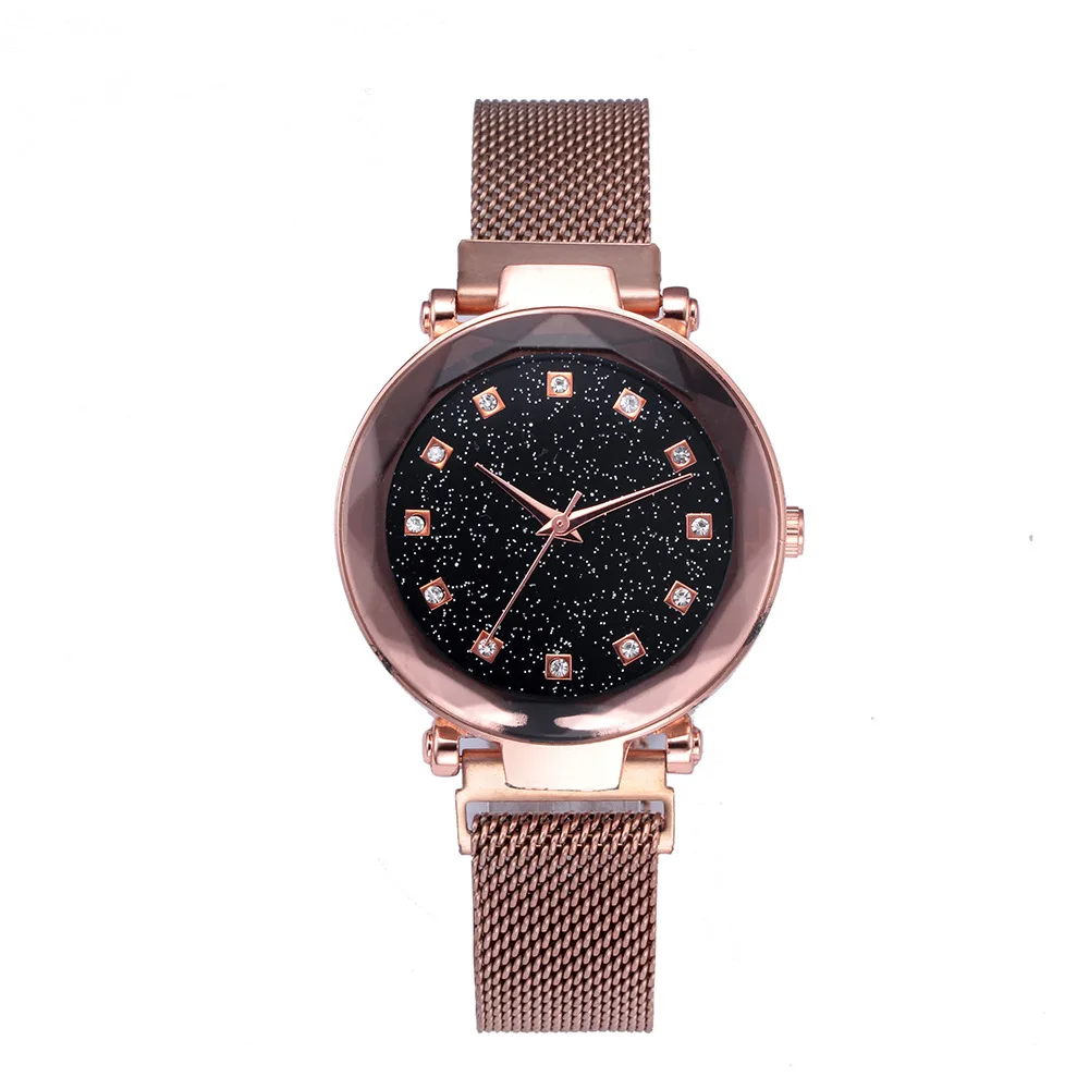 

Drop Shipping Women's Watches Fashion Starry Sky Quartz Wristwatches Ladies Luxury Diamond Magnet Buckle Mesh Band Wrist Watches