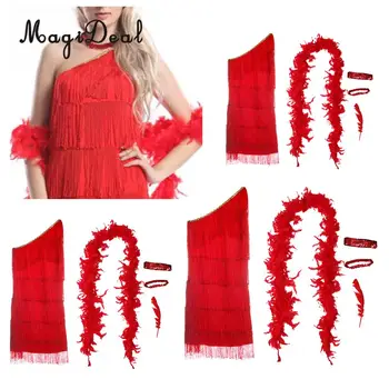 

MagiDeal Retro 1920s Gatsby Dress Sequin Forehead Neck Band Feather Boa Scarf Costume Set Flapper Charleston Party Fancy Dress