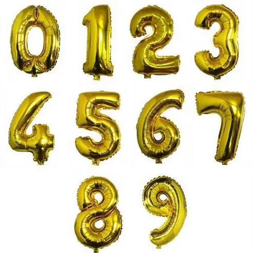 

40 cm Gold Silver Number Foil Balloons Digit Helium Ballons Birthday Party Wedding Decor Air Baloons Event Party Supplies