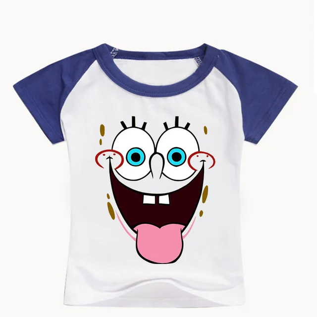 Мультяшная губка, футболка коллекция года, летняя детская одежда для мальчиков и девочек хлопковые топы для маленьких девочек с объемными животными, футболка для мальчиков, Детская футболка