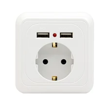 Minitiger Новое поступление настенная розетка 16А стандарт ЕС розетка с 2400ма двойной usb-порт для зарядки для мобильных устройств