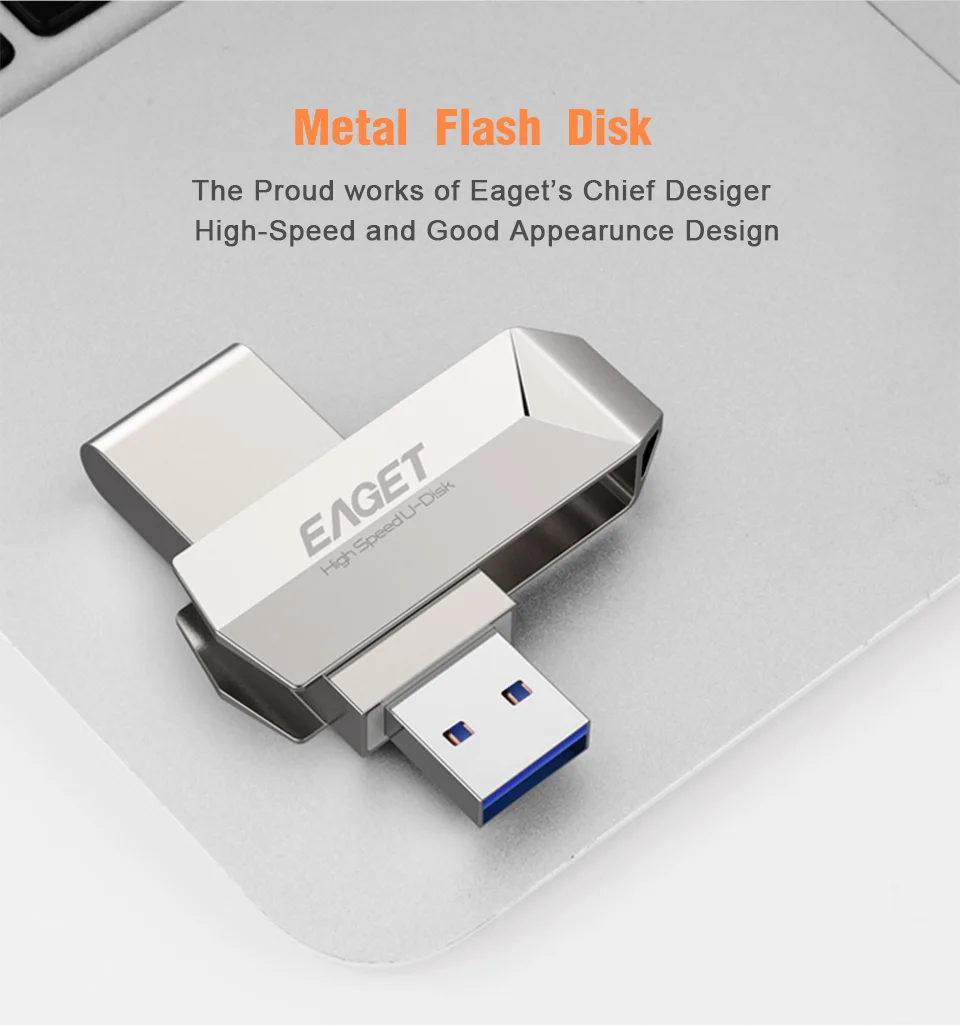 EAGET F70 USB флешка цинковый сплав случая высокого Скорость USB 3,0 16/32/64 ГБ U диска Dropship 360 градусов вращения